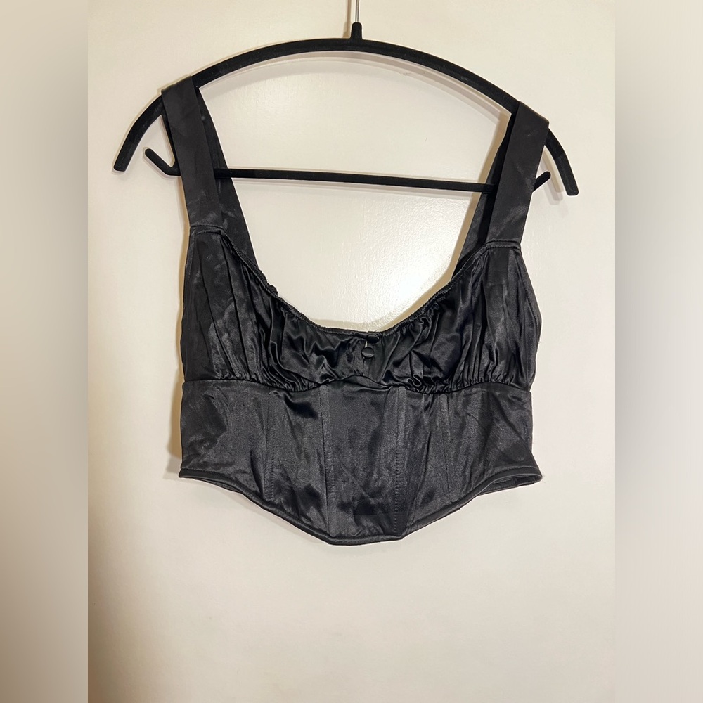 Zara Cropped Corset Like Satin Top